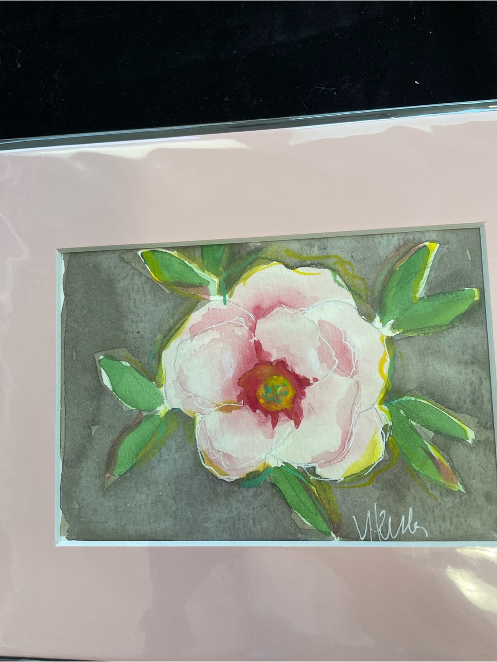 Peony Blossom 2”An Original Watercolor Painting Matted 10”x8”Handmade
